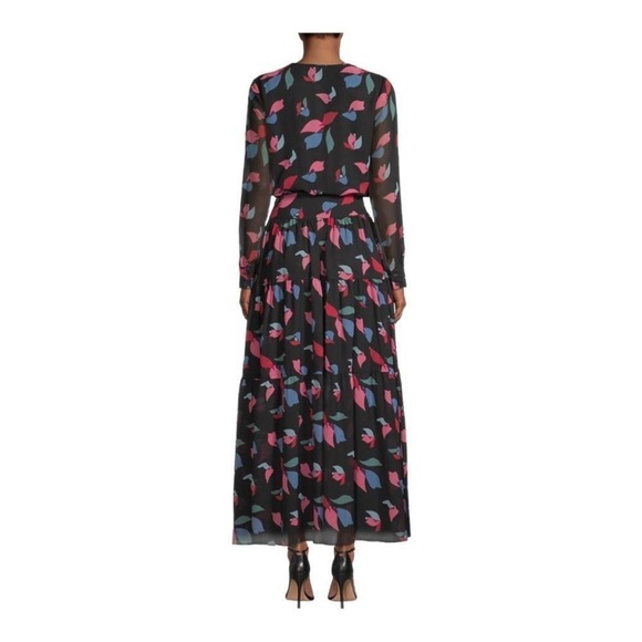 Emporio Armani Tiered abstract print chiffon maxi dress size S/M - Picture 3 of 12